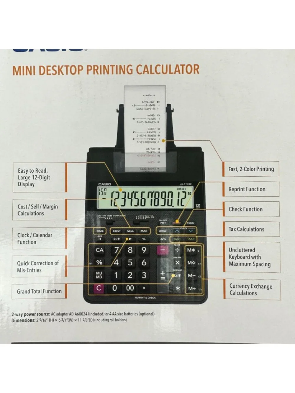 Casio Mini Desktop Printing Calculator HR-107RC
